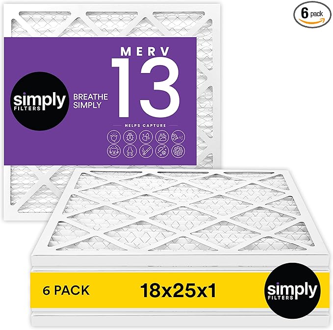 Simply 18x25x1 Air Filter, MERV 13, 6 Pack, by SimplyFilters