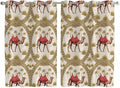 2 Panel Kitchen Cafe Curtains, Camels Palm Trees Sunlight Filtering Nature Air by Hokiten