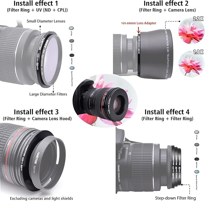 105mm Lens to 86mm Camera Lens Adapter, 105mm-86mm Filter Step-Down Ring - Image 6