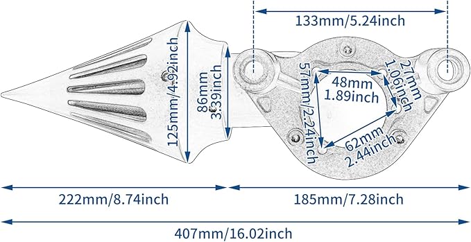 Air Cleaner Motorcycle CNC Spike Air Intake Filter Kit Fit - Image 7