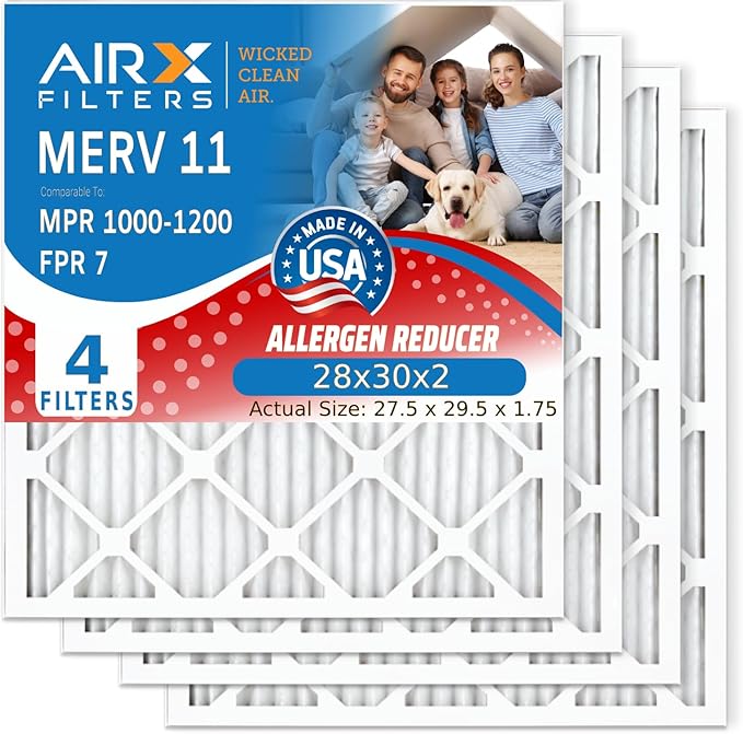 AIRX FILTERS WICKED CLEAN AIR. 28x30x2 Air Filter MERV 11 Electrostatic Pleated by AIRXFILTERSWICKEDCLEANAIR