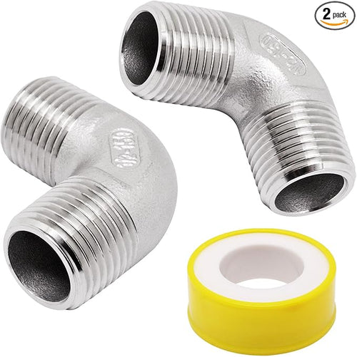 1/2" x 1/2" NPT 90 Degree Elbow 304 Stainless Steel Pipe Fittings Male Threaded by SSYDIEN