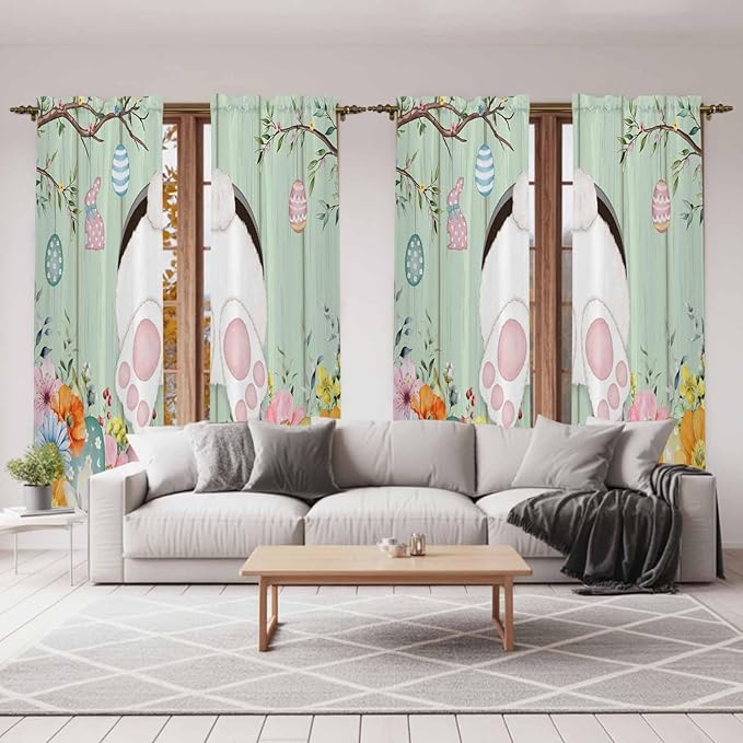 Easter Window Curtains 72 Inch Long 2 Panel Set, Rod Pocket Long Curtains & - Image 7