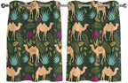 2 Panel Kitchen Cafe Curtains, Retro Desert Camel Sunlight Filtering Nature Air by Hokiten