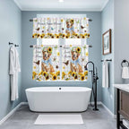 Kitchen Curtains Tiers and Valance Set of 3, Sunflowers Dog Light Filtering - Image 9