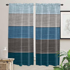 Retro Farm Blue Gray Wood Grain Window Valance Curtains, Rustic Wooden Plank - Image 7