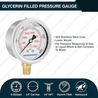 MEASUREMAN 2-1/2inch Dial Size, Liquid Filled Hydraulic Pressure Gauge - Image 2