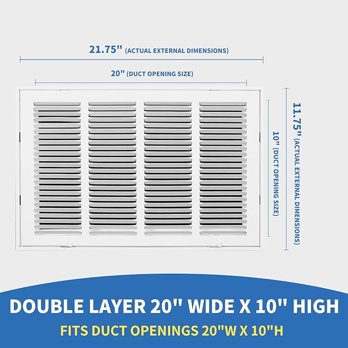 20x10 Return Air Grille, Return Air Vent Cover - Image 2