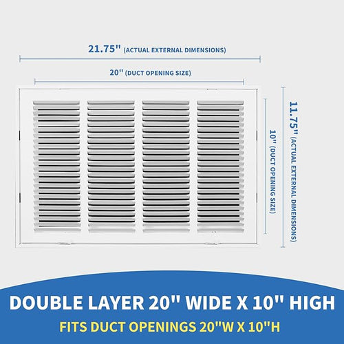 20x10 Return Air Grille, Return Air Vent Cover - Image 2