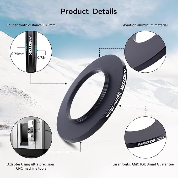52mm Lens to 58mm Camera Filters Ring Compatible All 52mm Camera Lenses to 58mm - Image 3