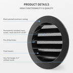 calimaero® WSGB Soffit Vents 4 inch Black Round Grille Vent Cover - Image 4