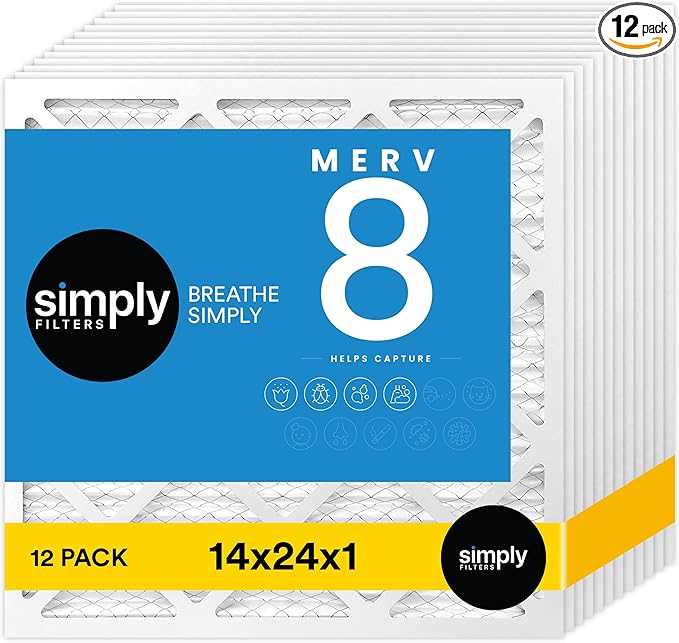 Simply 14x24x1 Air Filter, Merv 8, MPR 600, 12 Pack, Furnace Air Filter by SimplyFilters