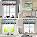 Laundry Rules Valances for Windows, Retro Blue White Wood Board Grain Kitchen - Image 7