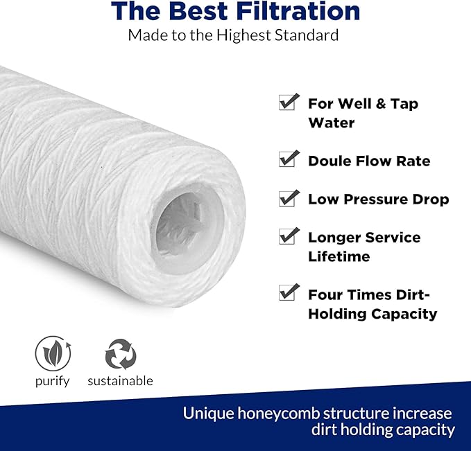 Membrane Solutions 5 Micron 10"x2.5" String Wound Whole House Water Filter - Image 5