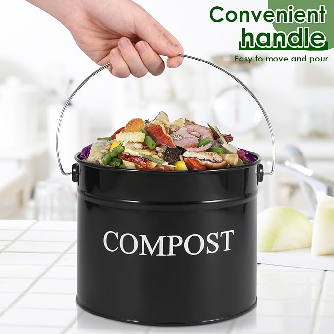 Kitchen Compost Bin 0.8 Gallon Metal Countertop Compost Bin - Image 7