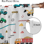 Construction Window Curtains, Kids Cartoon Construction Machines Building Hand - Image 6