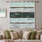 Blue Teal Bedroom Curtains 72 Inch Length, Window Curtains Tab Top, Vintage - Image 9