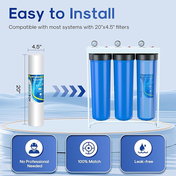 ICEPURE 20 Micron 20" x 4.5" Whole House Sediment Home Water Filter Replacement - Image 7