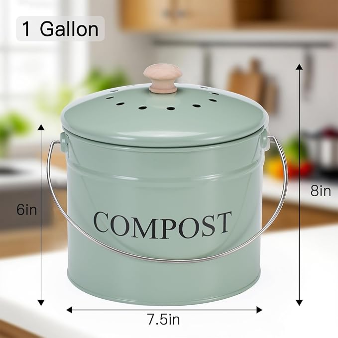 Compost Bin for Kitchen Counter, 1 Gallon Compost Bucket - Image 2