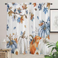 Navy Blue Pumpkin Fall Window Curtains 72 Inch Long 2 Panel Set, Rod Pocket by Unknown