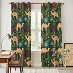2 Panel Kitchen Cafe Curtains, Retro Desert Camel Sunlight Filtering Nature Air - Image 4