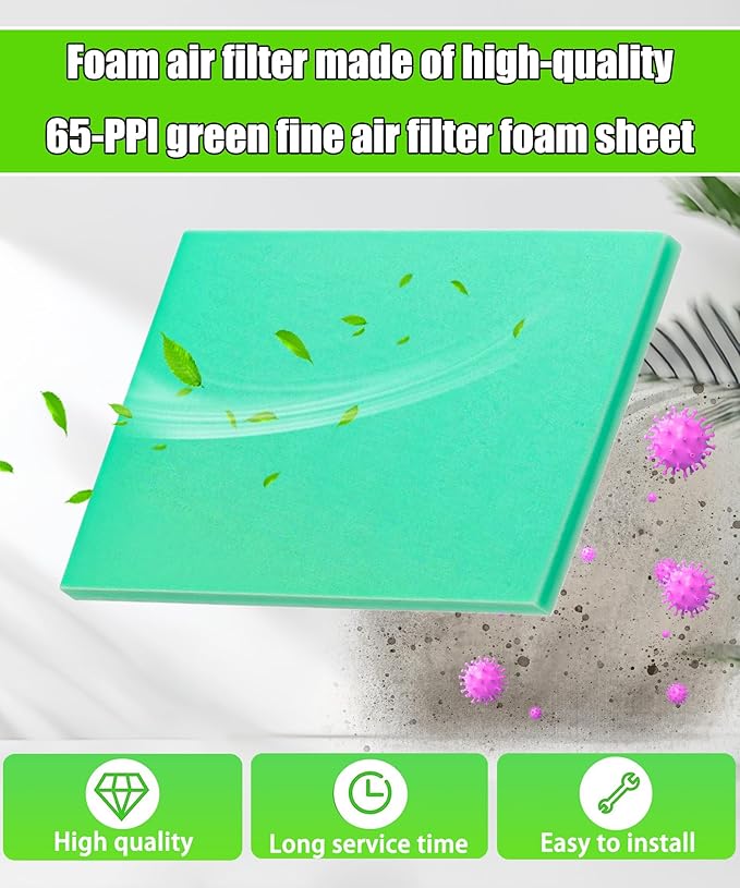 2Pcs 14" X 17" X 5/8"Universal Green Foam Air Filter Material 65-PPI Can Cut to - Image 4