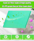 2Pcs 14" X 17" X 5/8"Universal Green Foam Air Filter Material 65-PPI Can Cut to - Image 4