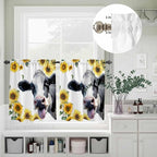 Kitchen Curtains Tiers and Valance Set of 3, Cow Sunflowers Light Filtering - Image 8