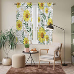 Yellow Daisy Kitchen Curtains, Farmhouse Country Flower Leaf Plant Wood Grain - Image 7