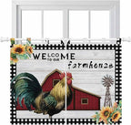 Farmhouse Rooster Kitchen Curtains 45 Inch Length, Short Cafe Window Curtains by Unknown