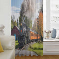 Steam Train Sheer Curtains 96 Inch Length Railroad Country Barn Rustic Trees by Unknown
