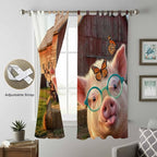Farm Pig Living Room Curtains 84 Inch Length, Window Curtains Tab Top, - Image 5