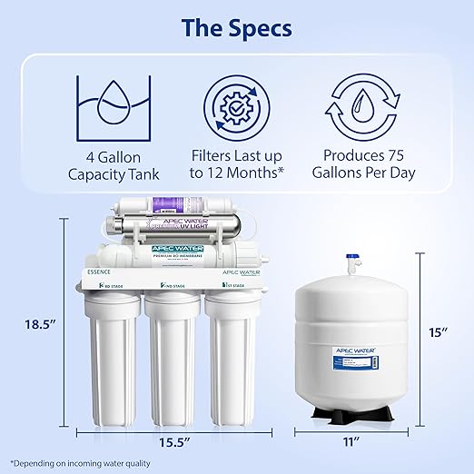 APEC Water System ROES-PHUV75 Essence Series Top Tier Alkaline Mineral pH+ and - Image 7