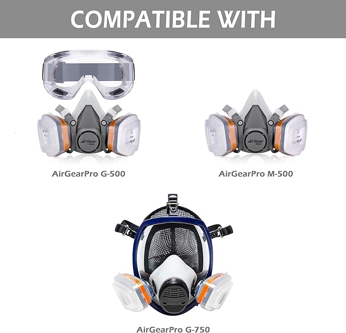 AirGearPro C-500 Filters for Reusable Respirator Mask | Anti-Dust Respirator - Image 5