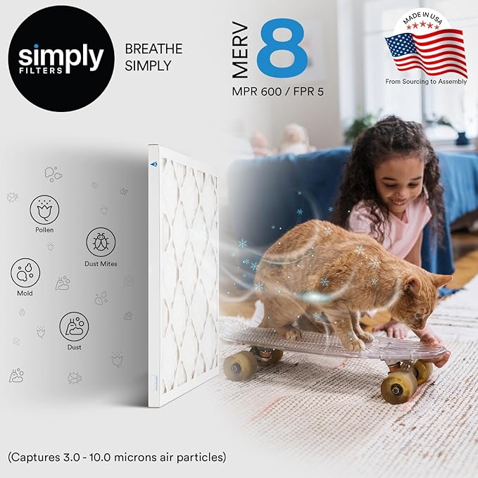 Simply 14x25x1 Air Filter, Merv 8, 12 Pack, - Image 2