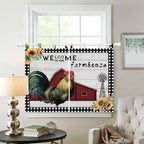 Farmhouse Rooster Kitchen Curtains 45 Inch Length, Short Cafe Window Curtains - Image 2