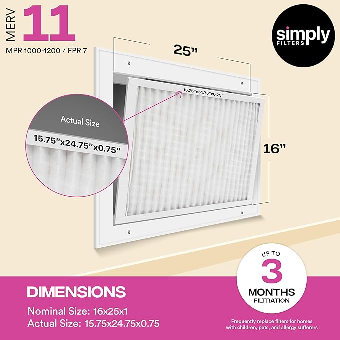 Simply 16x25x1 Air Filter, Merv 11, 12 Pack, - Image 3