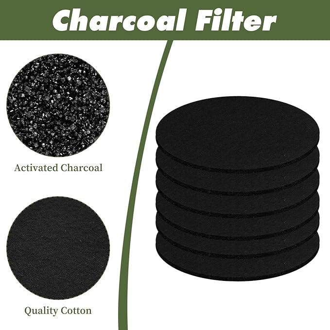 6 Pack Charcoal Filters for Compost Bucket, 7.25 inch Round Activated Carbon - Image 5