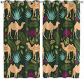 2 Panel Kitchen Cafe Curtains, Retro Desert Camel Sunlight Filtering Nature Air by Hokiten