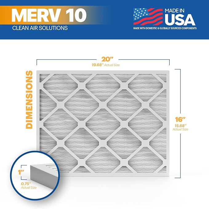 BNX TruFilter 16x20x1 MERV 10 AC Furnace Air Filter - Image 2