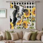 Retro Sunflowers Bathroom Curtains 63 Inch Length, Window Curtains Tab Top - Image 9