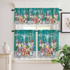 Kitchen Curtains Tiers and Valance Set of 3, Spring Flowers Light Filtering - Image 2