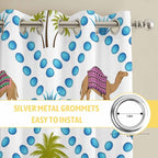 2 Panel Kitchen Cafe Curtains, Camels Palm Trees Sunlight Filtering Nature Air - Image 7