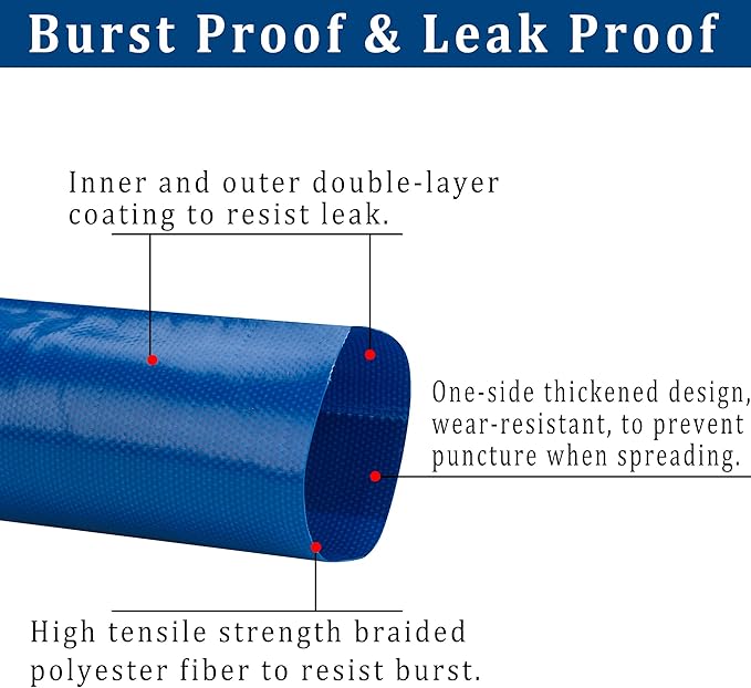 2 in x 100 ft Pool Backwash Hose Heavy Duty Drain Discharge Double PVC Lay flat - Image 3