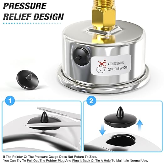 MEANLIN MEASURE -30inHG~30Psi Vacuum Gauge Stainless Steel 1/4" NPT 2" FACE - Image 6