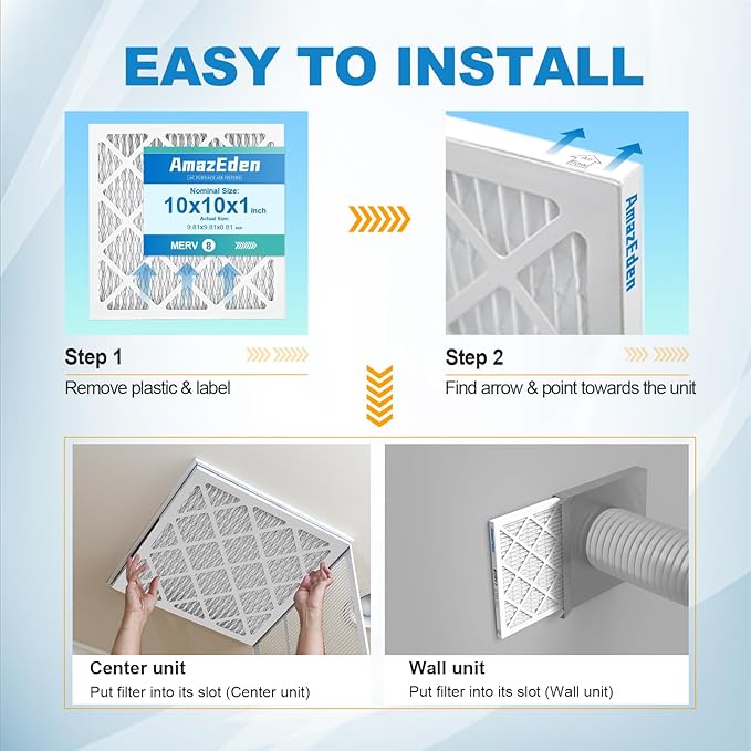 10x10x1 Air Filter 4 Pack MERV 8 Furnace HVAC AC Pleated Filters Dust Defense - Image 5