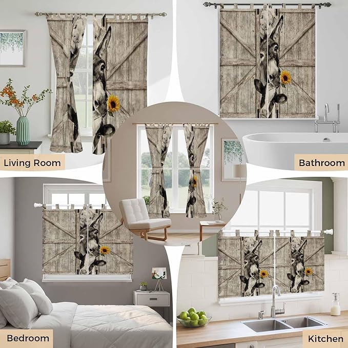 Funny Farm Animals Living Room Curtains 84 Inch Length, Window Curtains Tab Top - Image 7