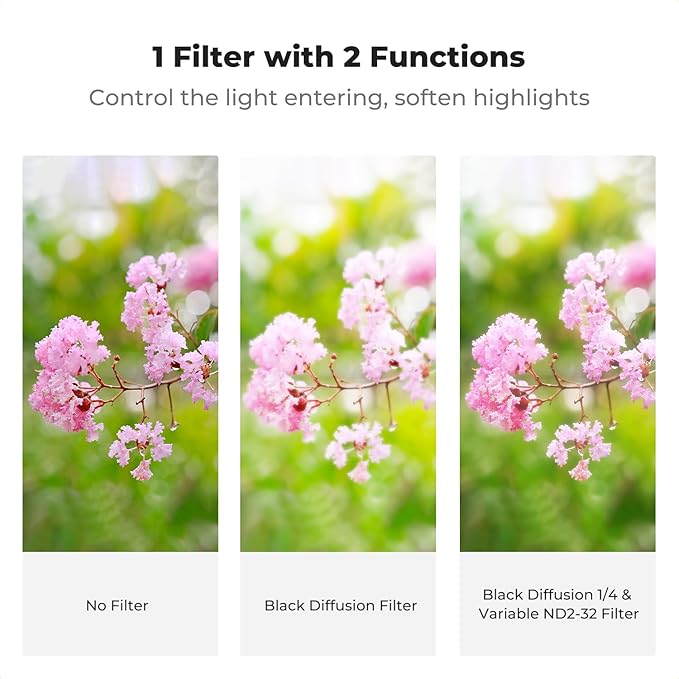 K&F CONCEPT 77mm Black Diffusion Mist 1/4 & Variable ND2-32 in-1 Filter - Image 3