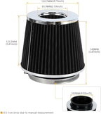 PTNHZ Universal Black 4" 102mm High Flow Cold Air Intake Cone Air Filter Power - Image 4