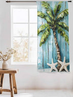 Sheer Curtains 72 Inches Long, Coastal Beach Starfish Semi Sheer Curtains Light - Image 3
